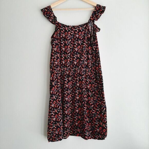 JOE FRESH Sleeveless Scoop Neck Mini Dress Ditsy Floral Print Sz L - Picture 10 of 15